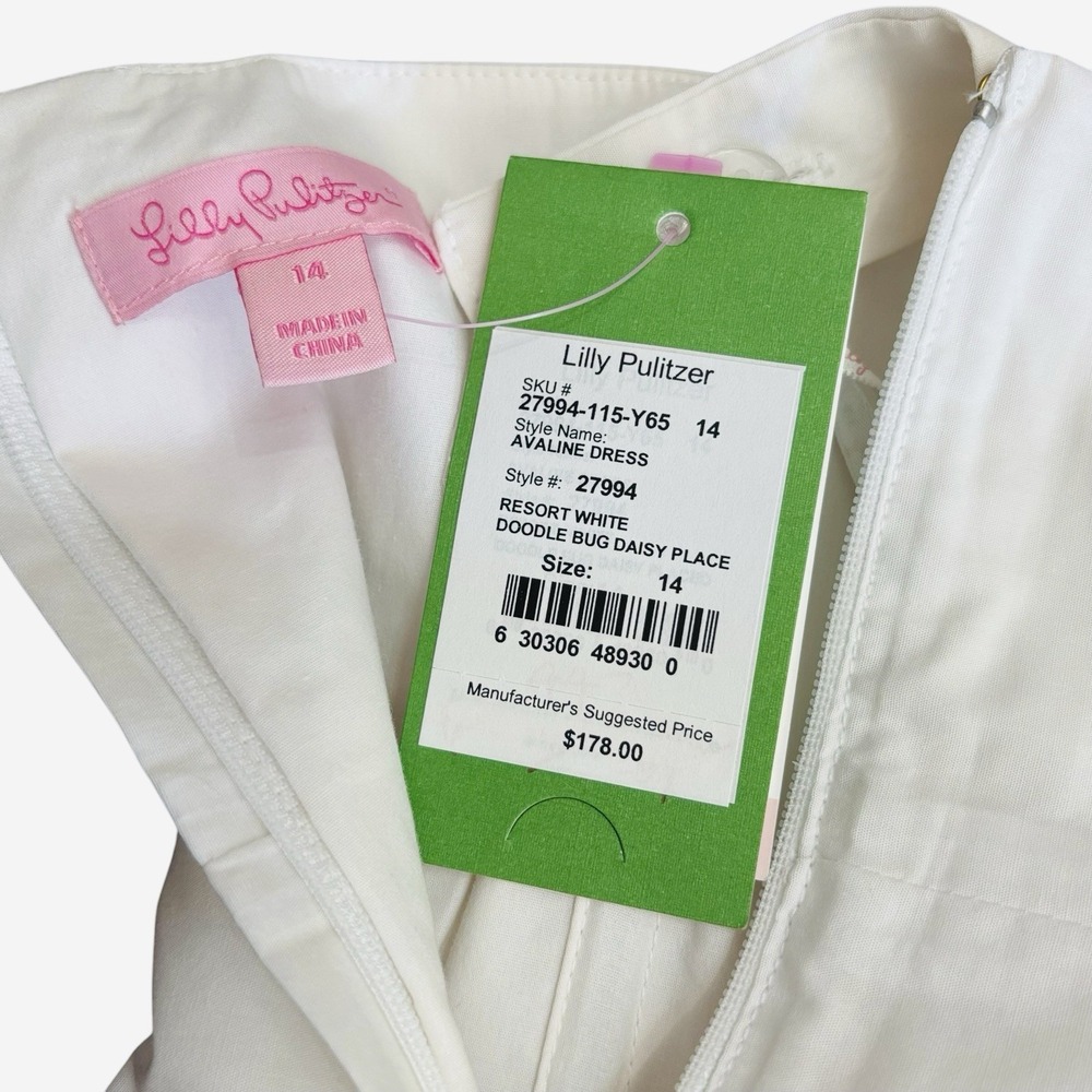 NWT Lilly Pulitzer Doodle Bug‎ Daisy Place Dress  Sz 14 Removable Straps Cotton - Picture 14 of 14